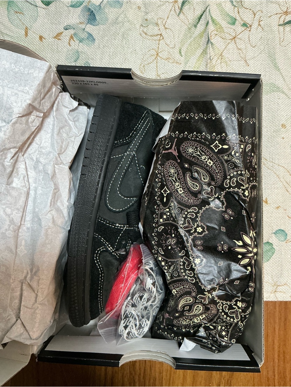 Black Suede Low-Top Travis Scott's Sneakers with Contrast Stitching
